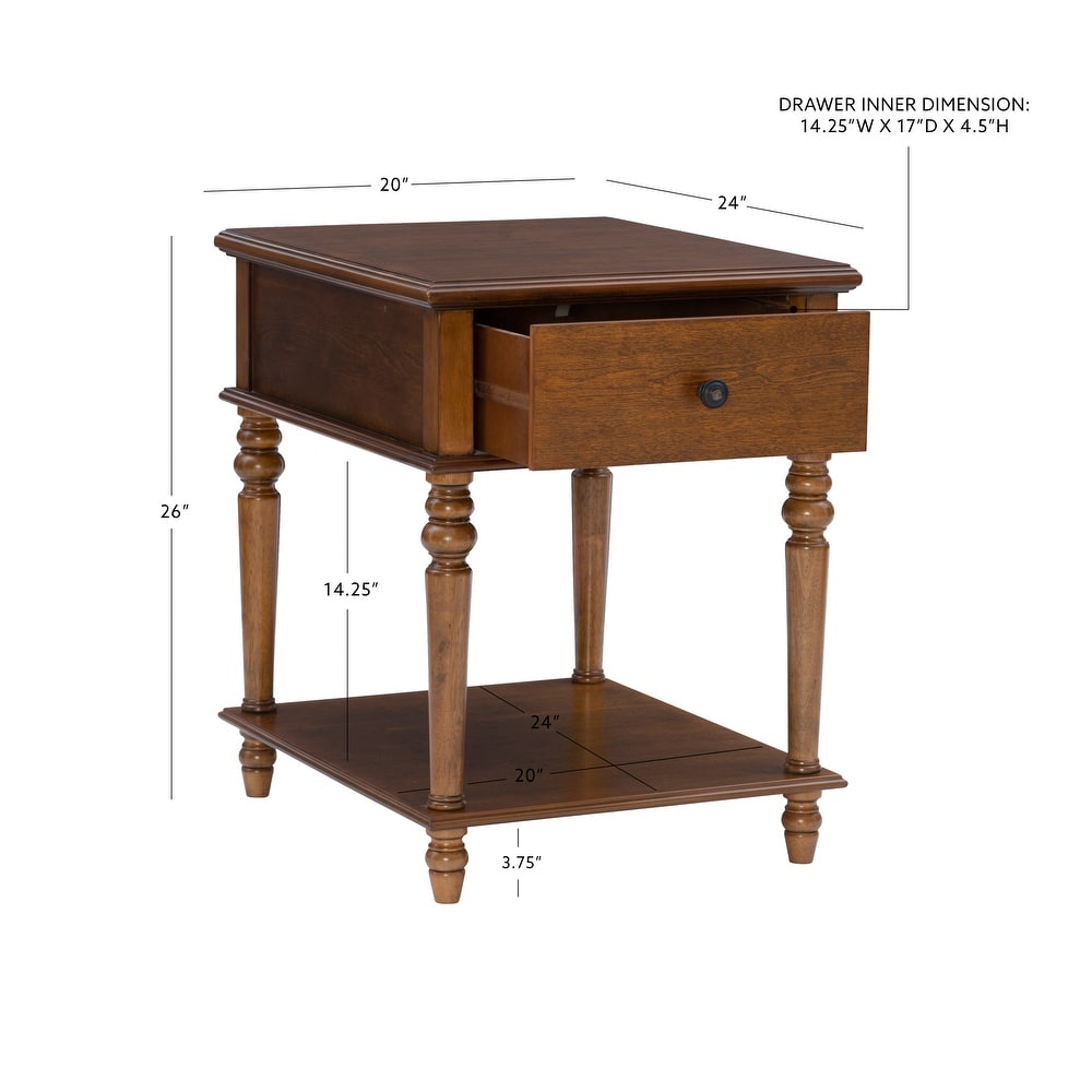 Jowin Classic Wood Side Table with Storage