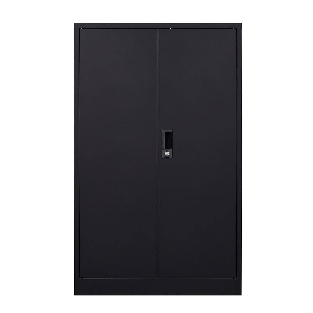 Tatahance Black Locking Metal File Cabinet with 2 Layers Adjustable Shelves W124747827-Z