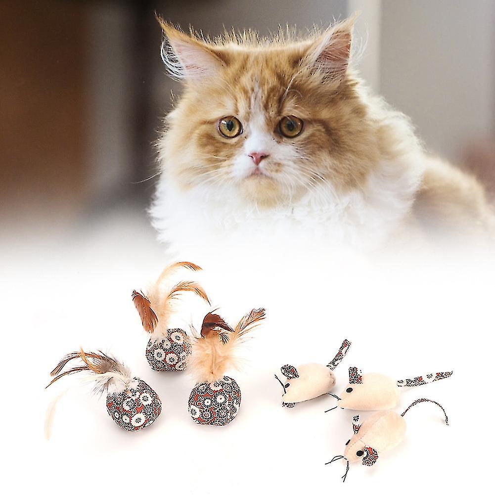 3Pcs Soft Safety Plush Pet Cat Playing Teaser Toy Cute Shape with Paper Card Catnip Feather