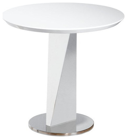 Stefano End Table  White High Gloss Lacquer  Chrome Flat Base   Contemporary   Side Tables And End Tables   by Rustic Home Furniture Deco  Houzz