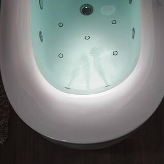 WOODBRIDGE 71 in. Acrylic Flatbottom Freestanding Whirlpool and Air with Inline Heater BathtubDrain and Overflow Included in White HBT6076