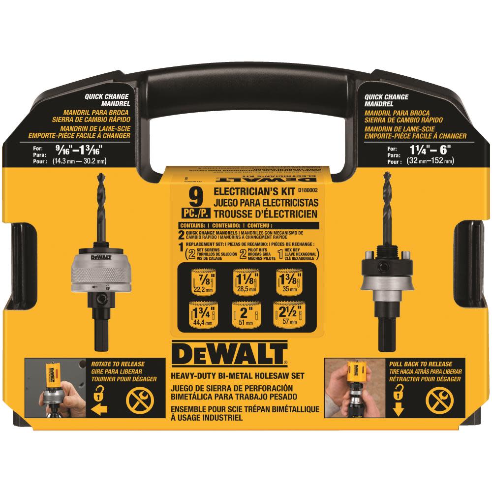 9 Piece Electricianand#8217;s Hole Saw Kit ;