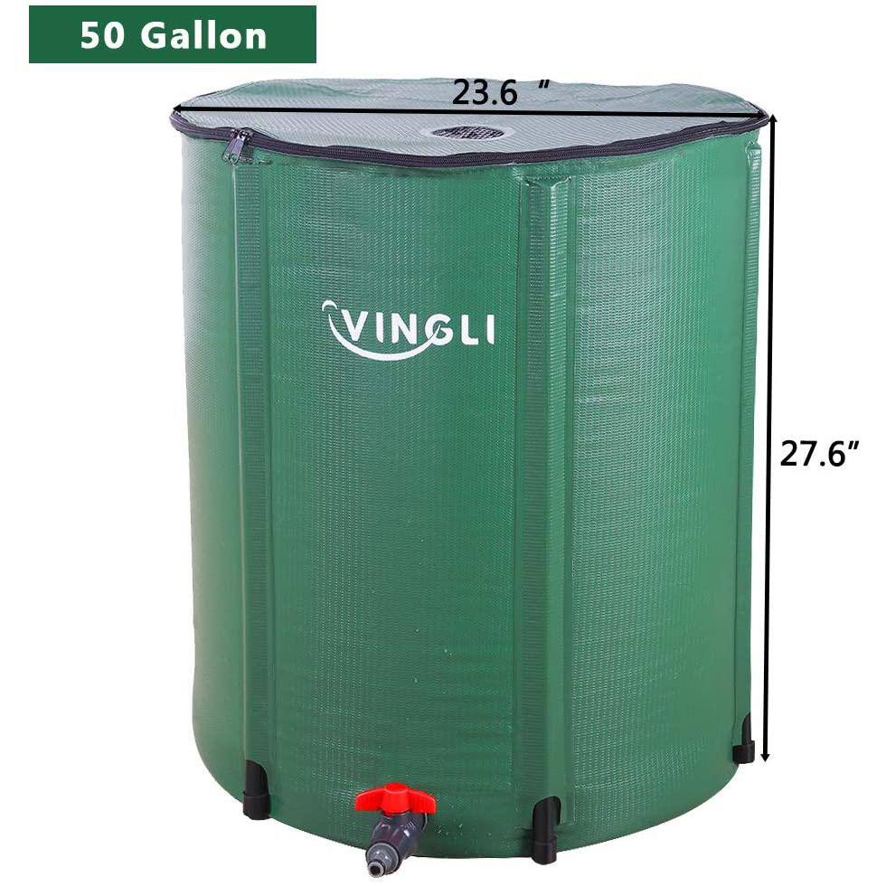 VINGLI 50 Gal. Collapsible Rain Barrel Portable Water Storage Tank Rainwater Collection HDG26000759