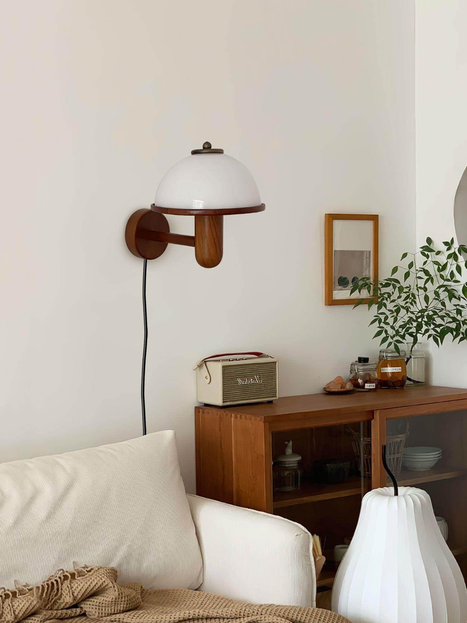 Mushroom Wood Wall Lamp