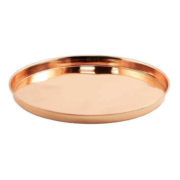 Decorative Round Stainless Steel Tray Copper Plated Finish Achla Designs