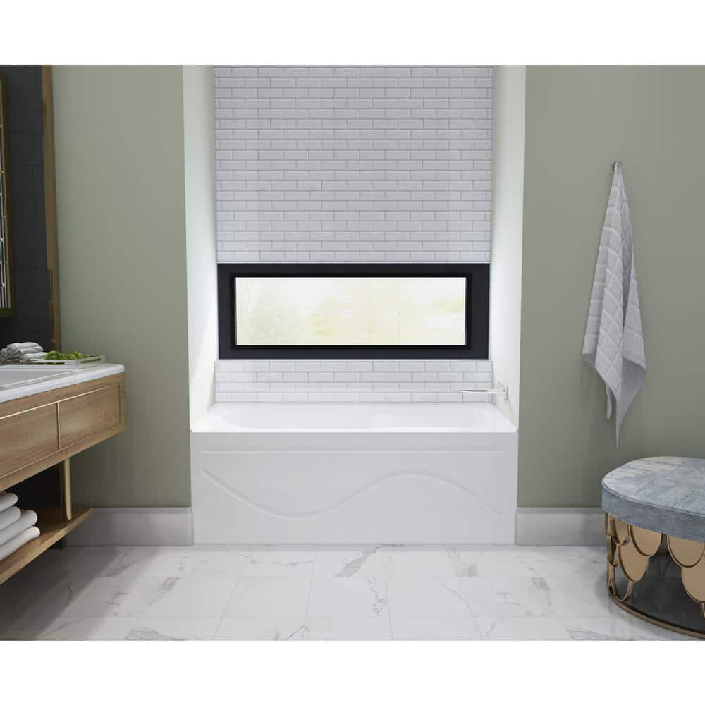 Kingston Brass Aqua Eden Margaret 60 in Acrylic RightHand Drain Rectangular Alcove Bathtub in White