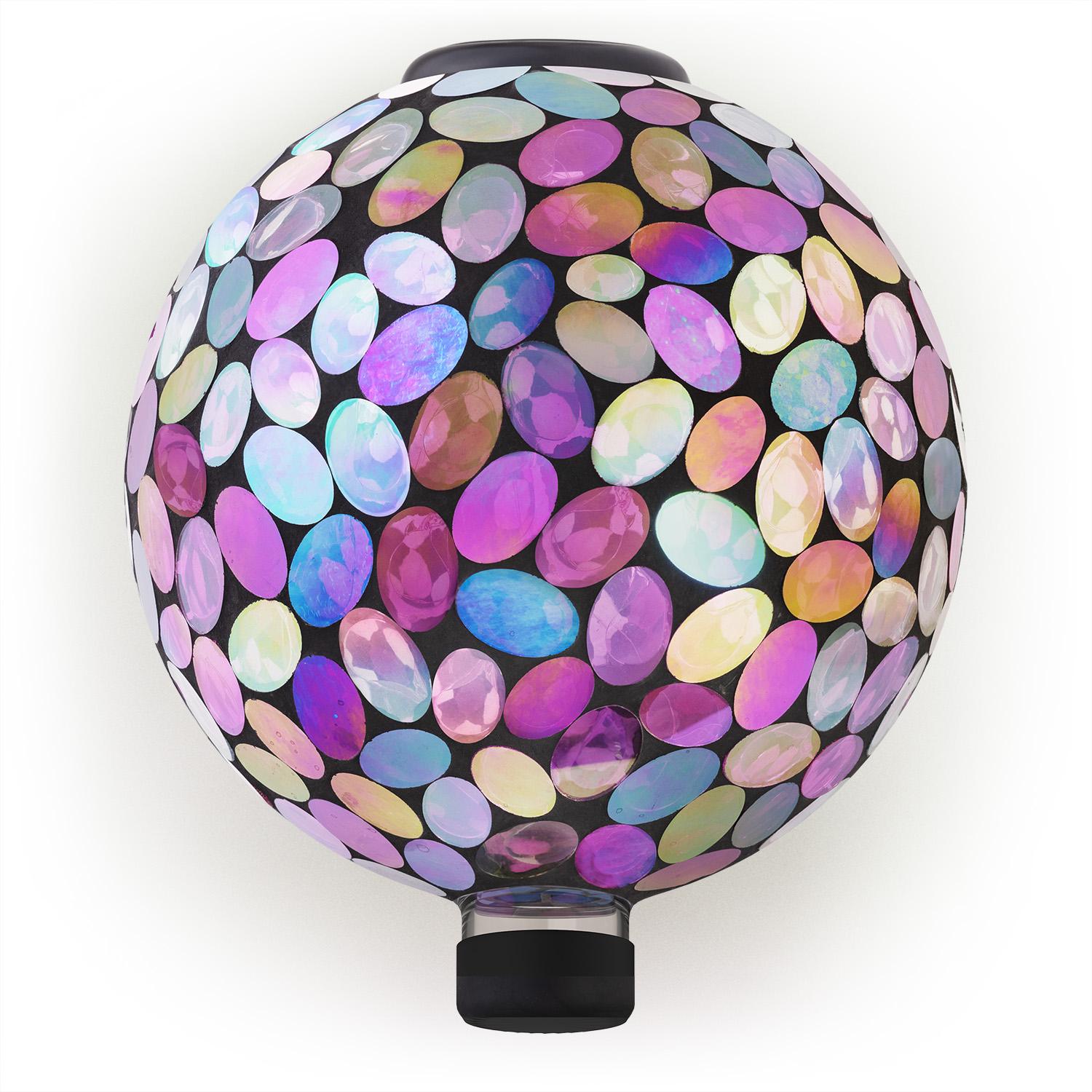 Alpine Corporation 10 Light up Glass Gazing Ball and Stand， Violet