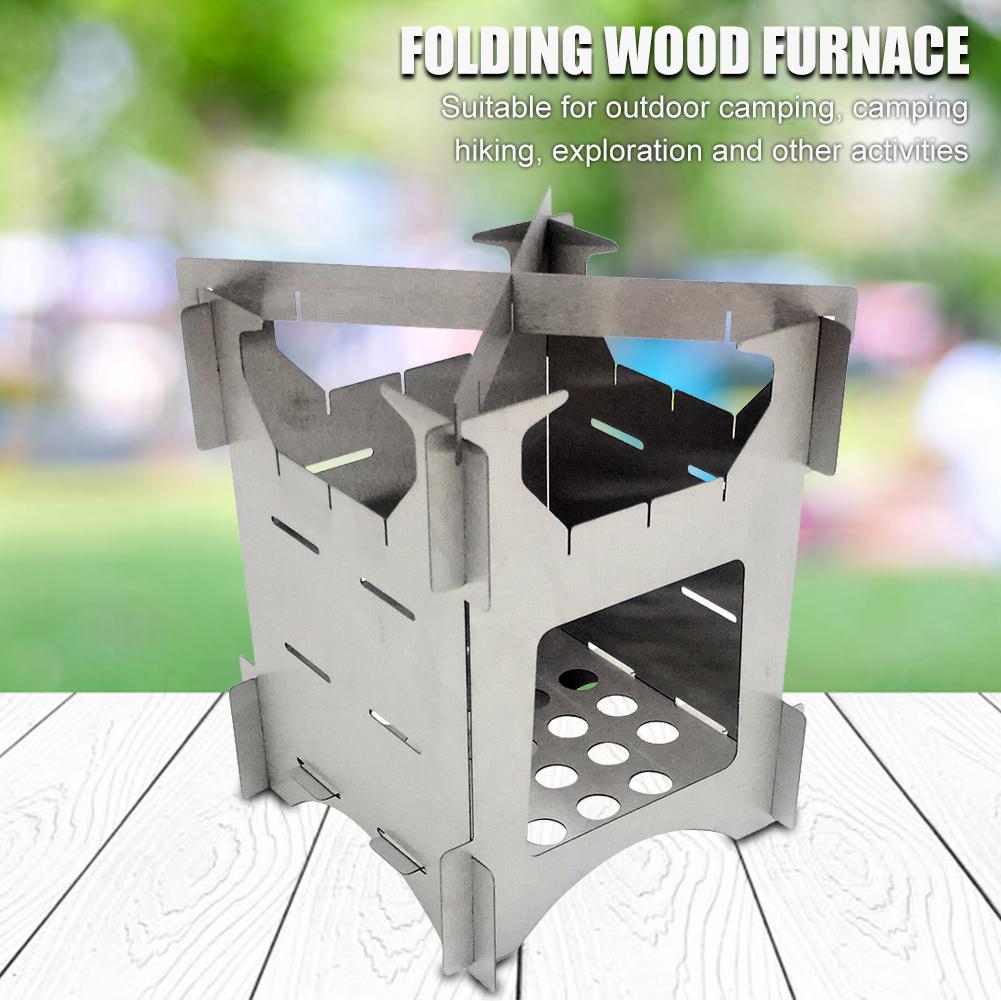 Outdoor Camping Stainless Steel Folding Wood Stove Portable Picnic Stove