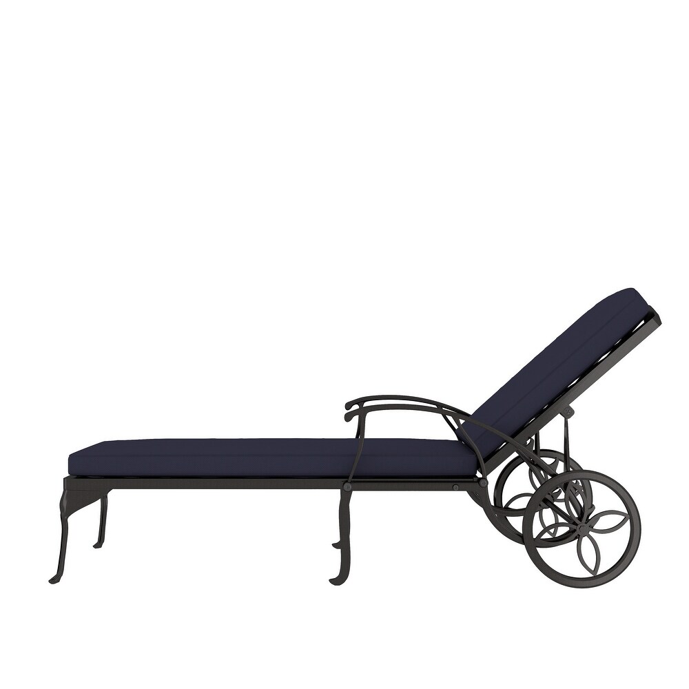 Clihome Antique Bronze Aluminum Reclining Outdoor Chaise Lounge