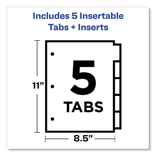 Avery Insertable Big Tab Plastic 2-Pocket Dividers， 5-Tab， 11.13 x 9.25， Assorted， 1 Set (11906)