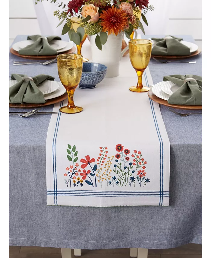 Design Imports Flower Garden Embellished Table Runner 14 x 72