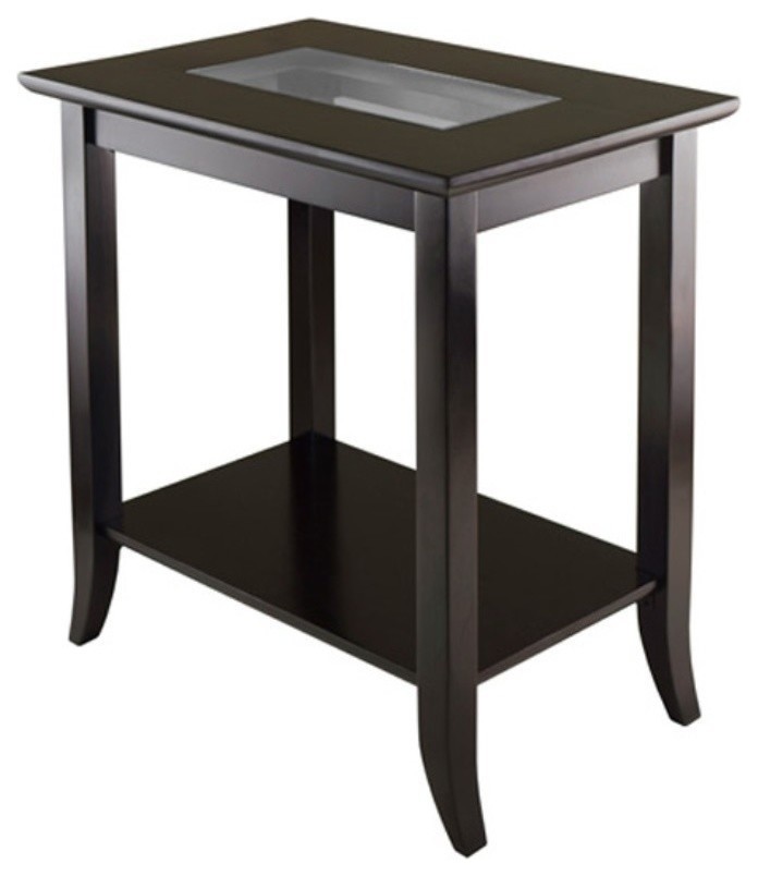 Ergode Genoa Rectangular End Table with Glass Top and shelf   Transitional   Side Tables And End Tables   by VirVentures  Houzz