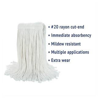 Boardwalk Rayon Cut-End Wet String Mop Mop Head No. 20 White (12-Carton) BWK2020RCT