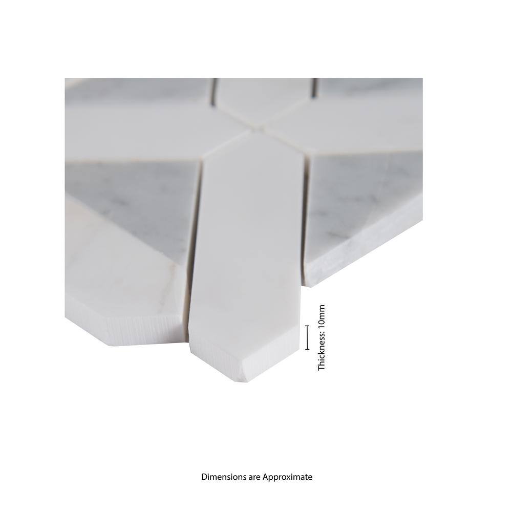 MSI Bianco Dolomite Geometrica 12 in. x 12 in. x 10 mm Polished Marble Mosaic Tile (10 sq. ft.  case) BIANDOL-GEOP