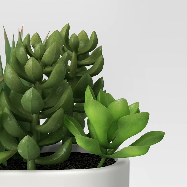 Artificial Succulents In Long Pot White