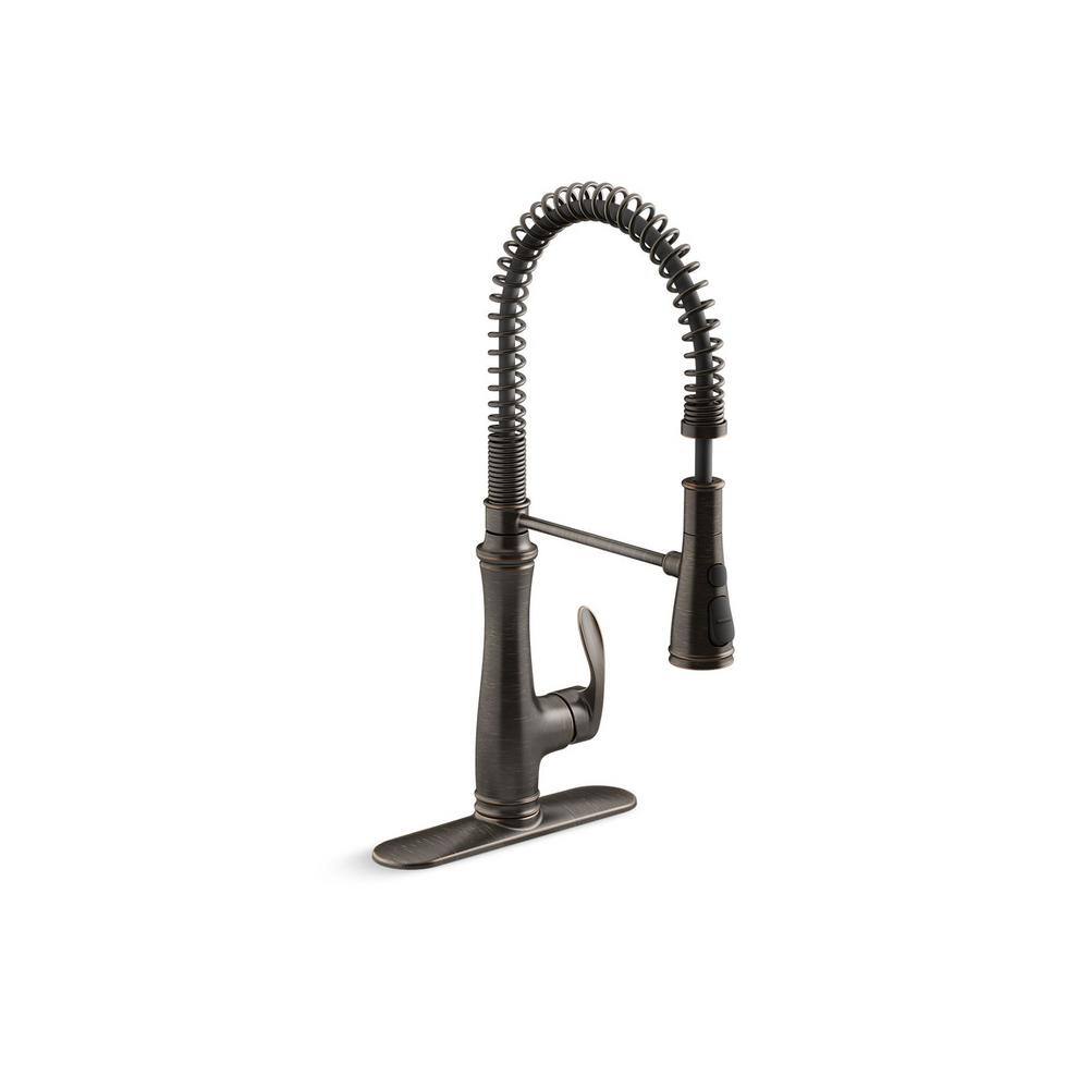 KOHLER Bellera Single-Handle Semi-Professional Pull Down Sprayer Kitchen Faucet in Oil-Rubbed Bronze K-29106-2BZ