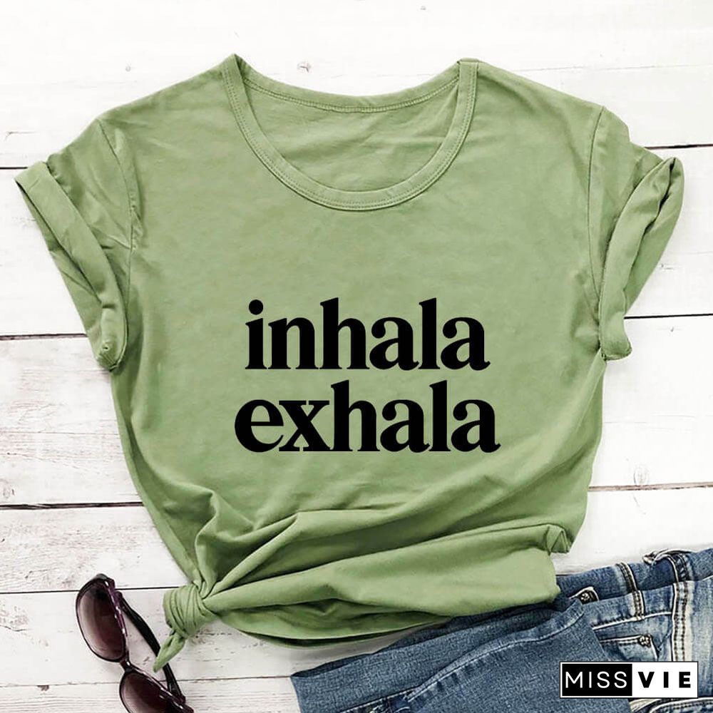 Inhala Exhala Latina Spanish Women’s Tshirt Women Funny Summer Casual Short Sleeve Top Inspirational Latina Mexican T-shirts