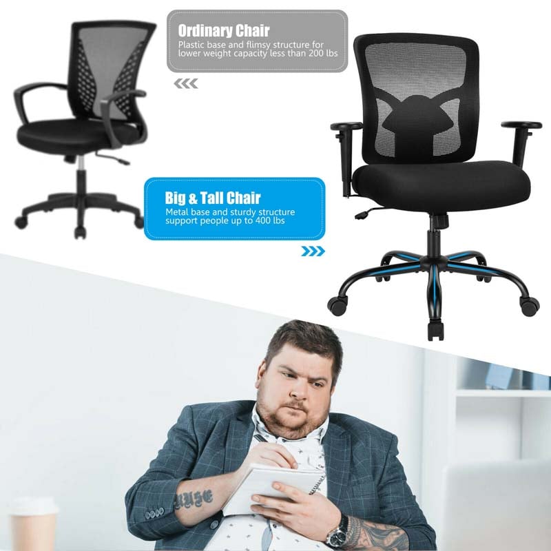 400 LBS Mesh Big & Tall Office Chair Ergonomic Executive Chair Rolling Swivel Computer Task Chair