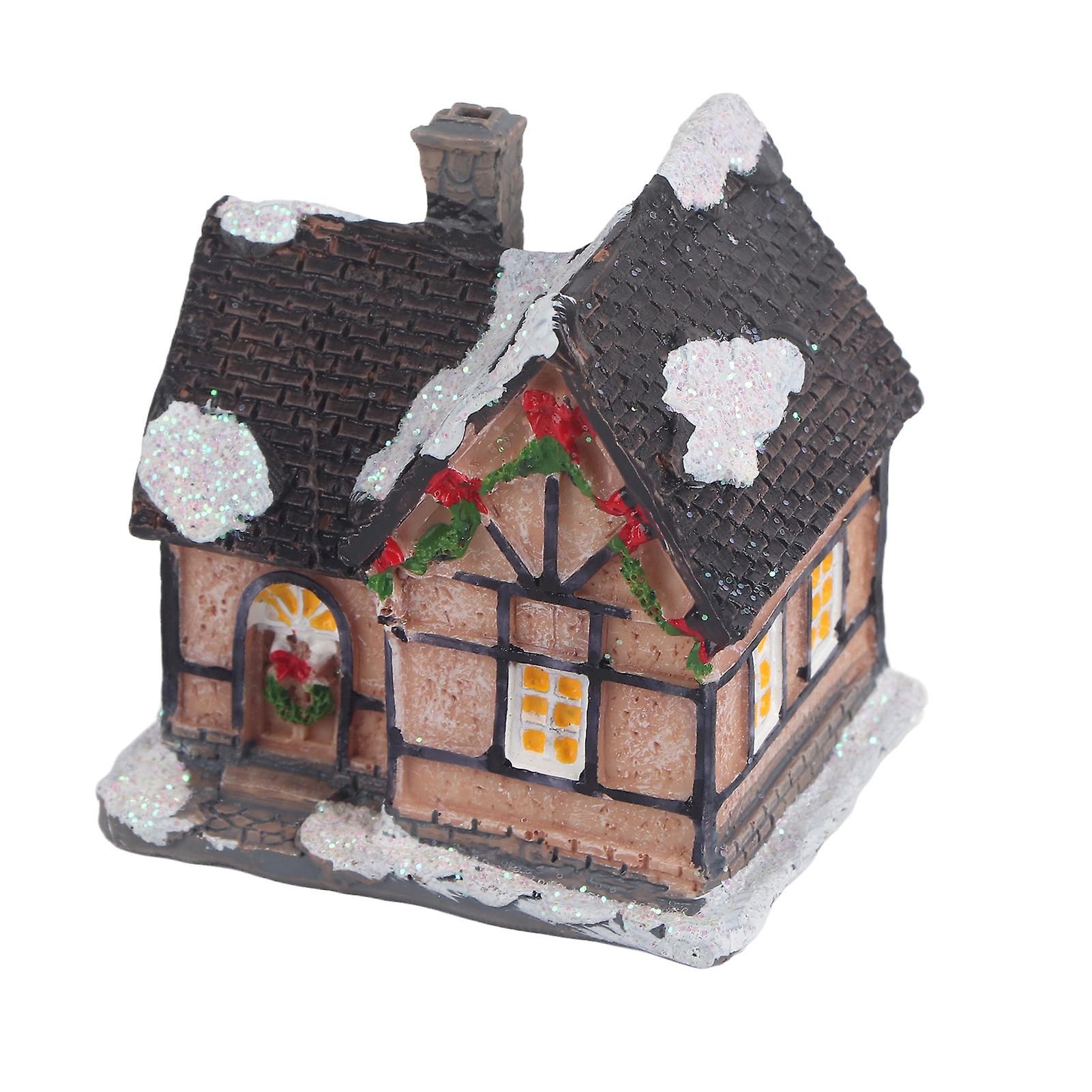 Christmas House Village Led Lights Decorating Battery Operated Resin House Decoration For Christmas Gifts