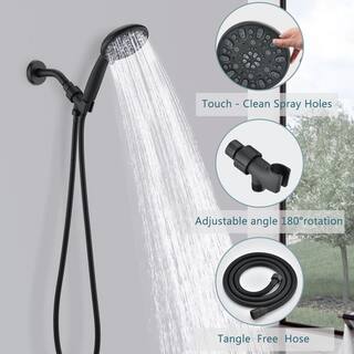 2-Spray Single Wall Mount Handheld High Pressure Shower Head in Matte Black Koo-LQW1-6613