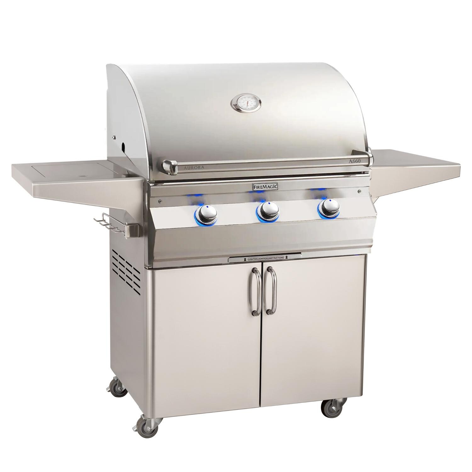 Fire Magic Aurora A660S 30-Inch Propane Gas Grill With Side Burner And Analog Thermometer