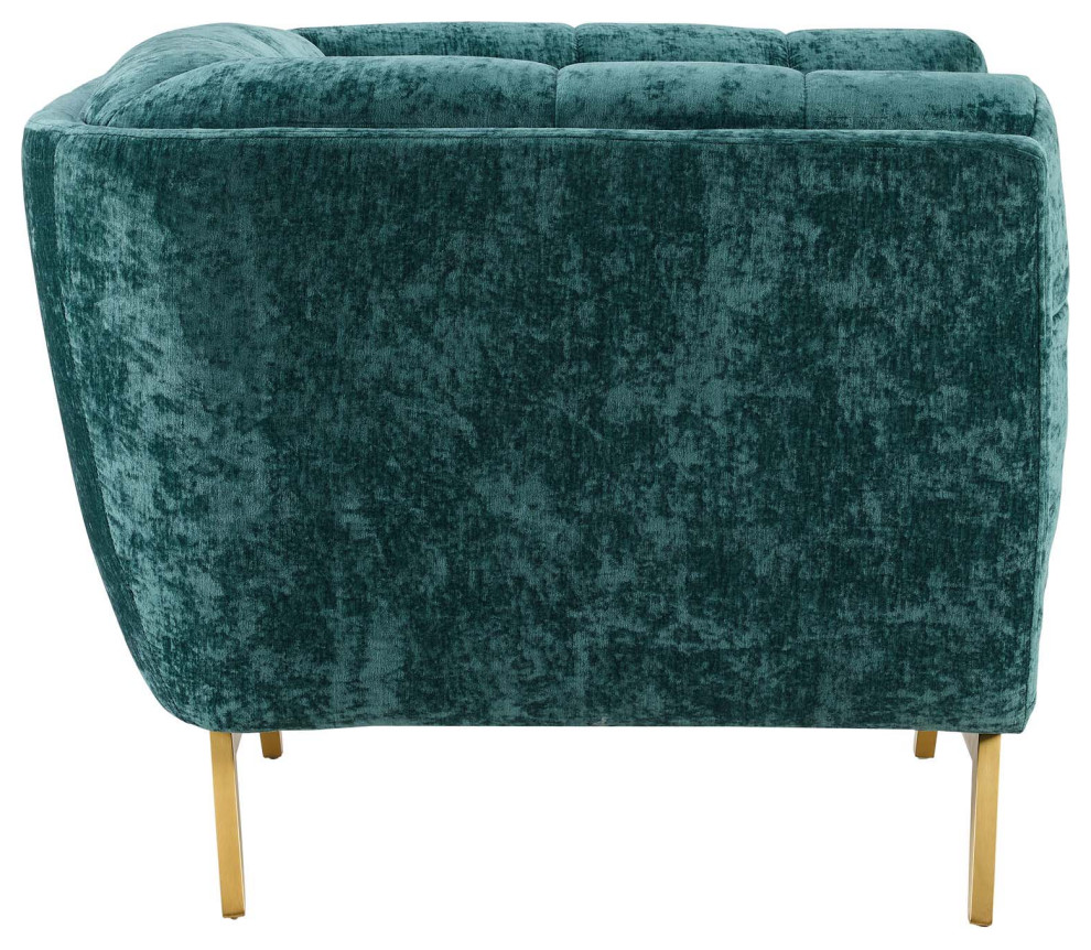 Unique Accent Chair  Angled Gold Legs  Soft Teal Velvet Seat With Deep Tufting   Contemporary   Armchairs And Accent Chairs   by Declusia  Houzz