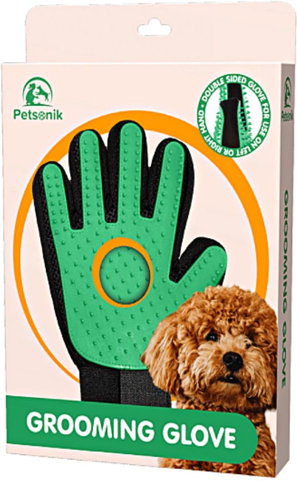 Petsonik Double Sided Dog Grooming Glove， Green