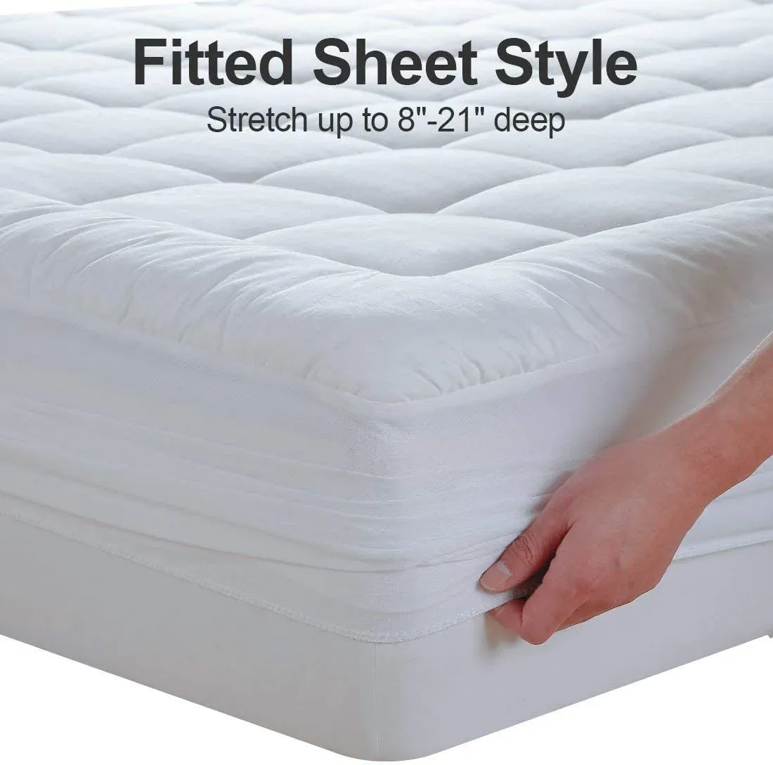 Queen Size Mattress Pad Pillow Top Mattress Cover Quilted