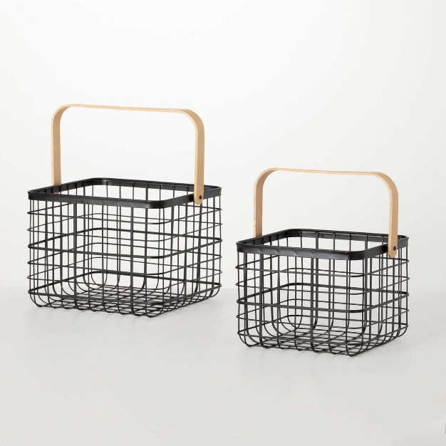 amp 6 5 quot Black Metal Basket Set Of 2