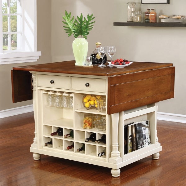 Wood Dining Table with 2 Drawers in Brown and Black