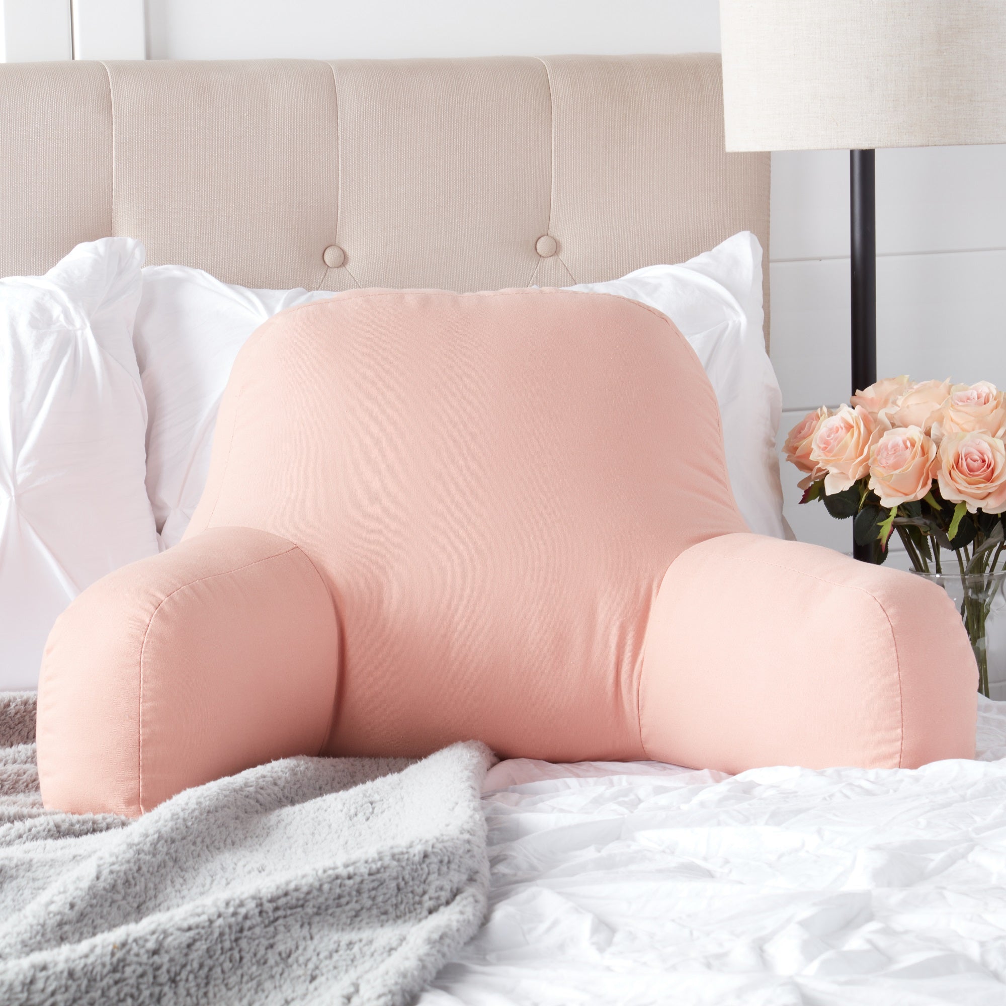 Solid Blush Cotton Duck Junior Bed Rest Pillow