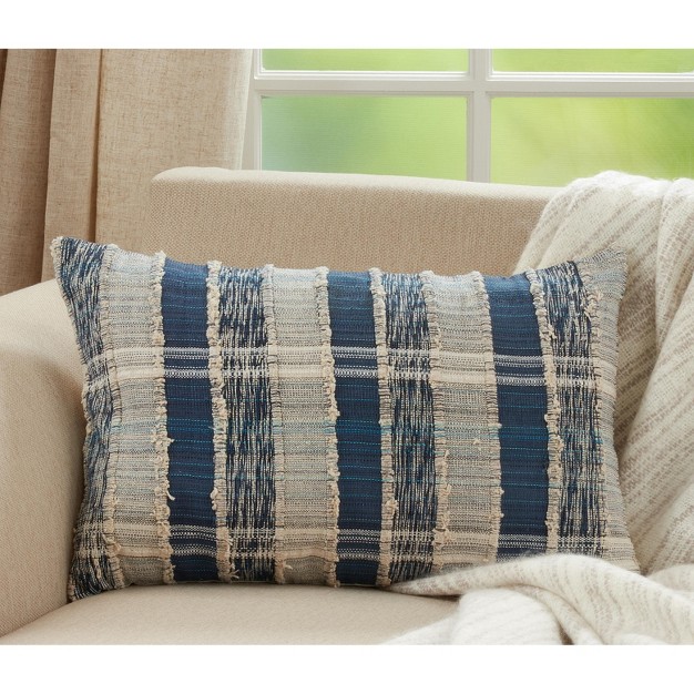 Saro Lifestyle Striped Woven Cotton Throw Pillow With Down Filling