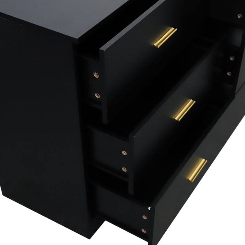 Modern Black 6 Drawer Dresser for Bedroom