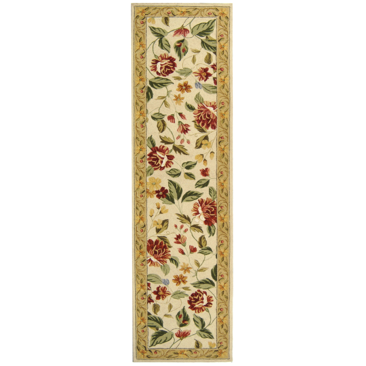 SAFAVIEH Chelsea Bosworth Floral Wool Area Rug, Ivory/Beige, 18 x 26