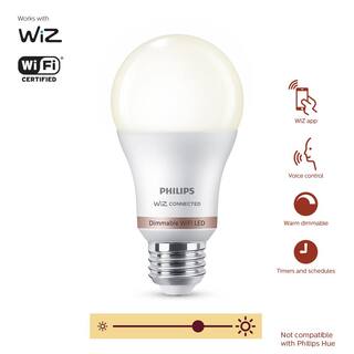 Philips Soft White A19 LED 60W Equivalent Dimmable Smart Wi-Fi Wiz Connected Wireless Light Bulb (1-Pack) 555474