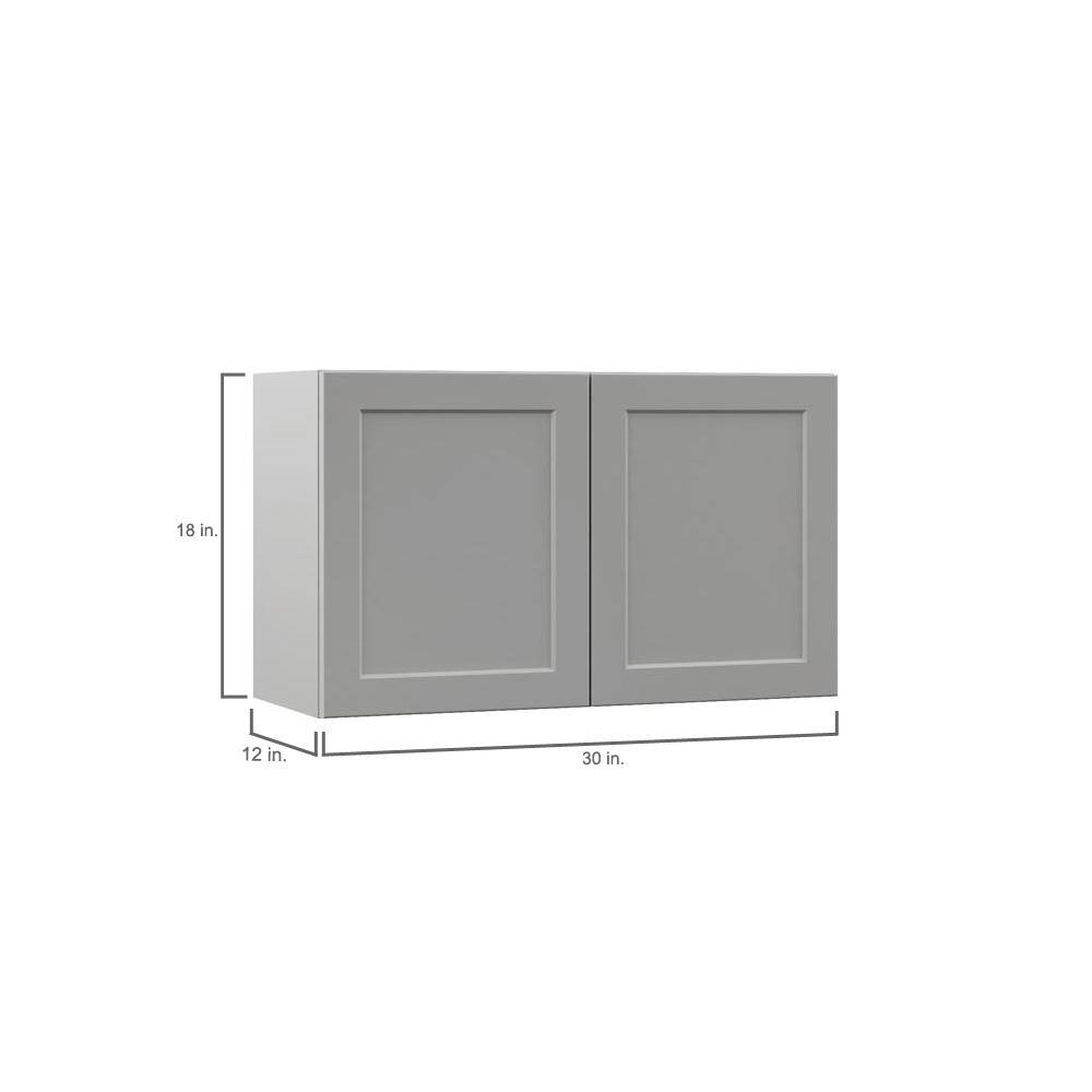 Hampton Bay Designer Series Melvern Assembled 30x18x12 in. Wall Bridge Kitchen Cabinet in Heron Gray W3018-MLGR