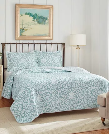 Laura Ashley Mia Cotton Reversible 3 Piece Quilt Set， Full Queen