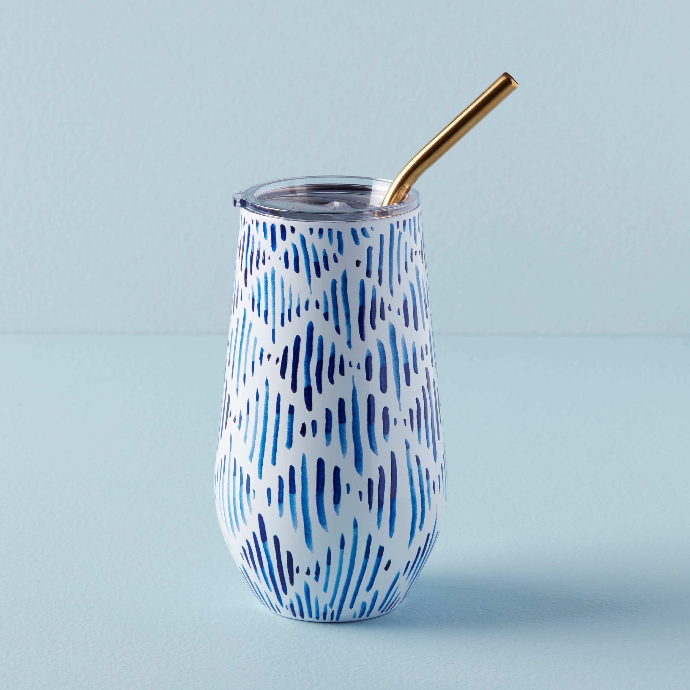 Blue Bay Ikat Stainless Steel Wine Tumbler & Straw