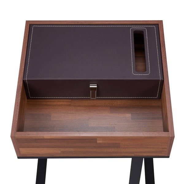 Modern Designs Miller Wooden Storage Accent Side Table - Walnut Brown