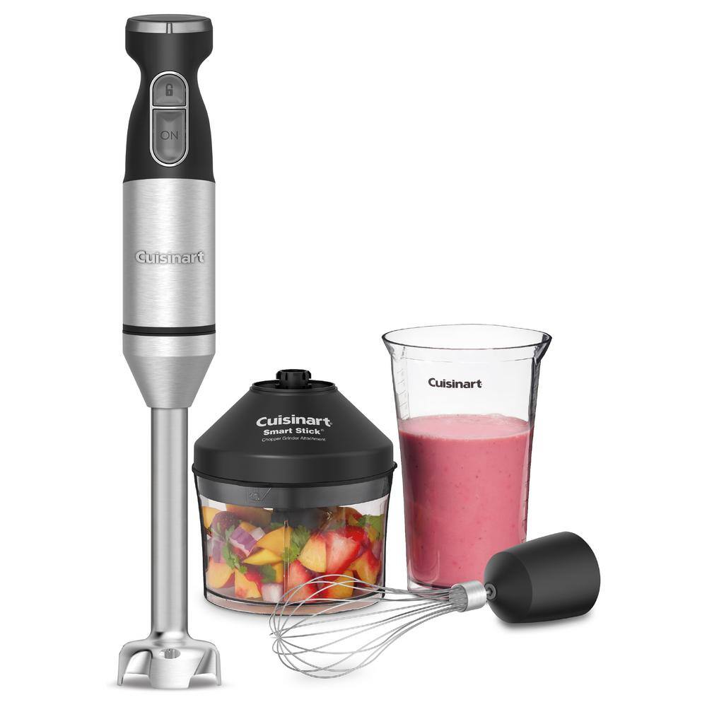 Cuisinart Smart Stick 5-Speed Stainless Steel Immersion Blender with 3-Cup Chopper and Grinder Attachment CSB-179P1