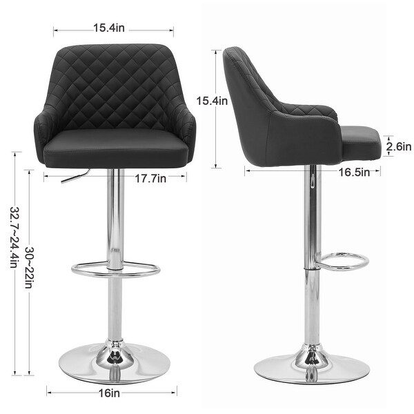 Javlergo Set of 4 Bar Stools Adjustable Counter Height Swivel Barstools with Back and Armrest