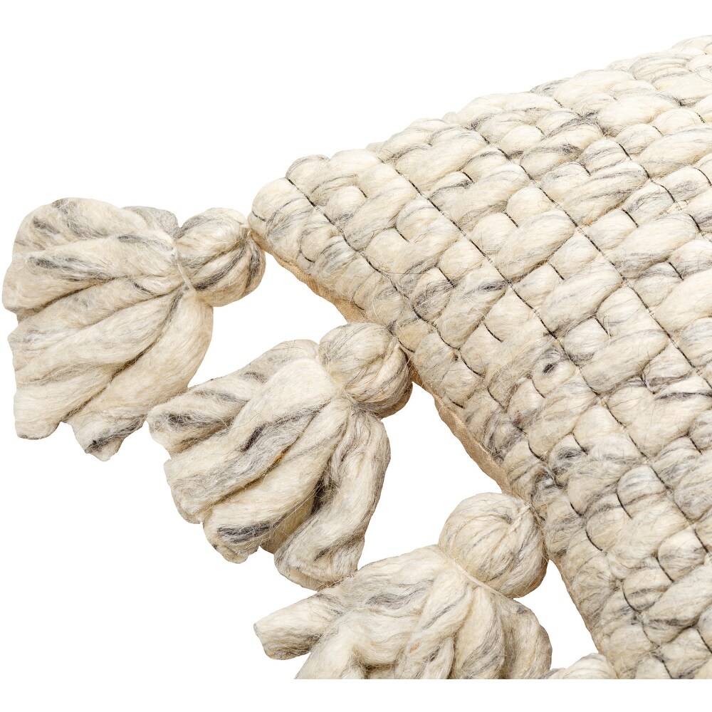 Marianne Chunky Woven Farmhouse Throw Pillow with Tassels