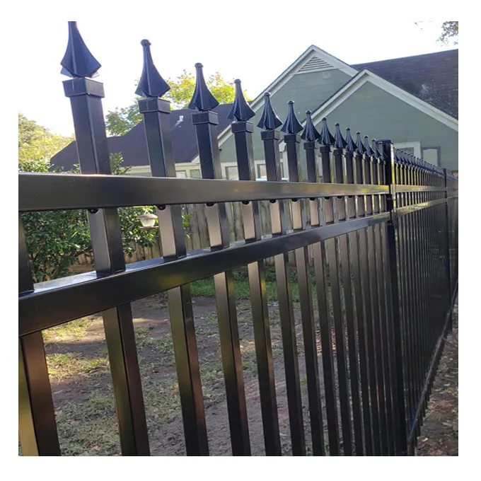 Factory supply steel metal fence 8foot long 6 foot hight steel tubular fence durable steel fence