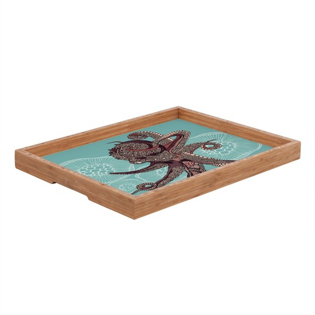 Valentina Ramos Octopus Bloom Rectangle Tray Blue Deny Designs