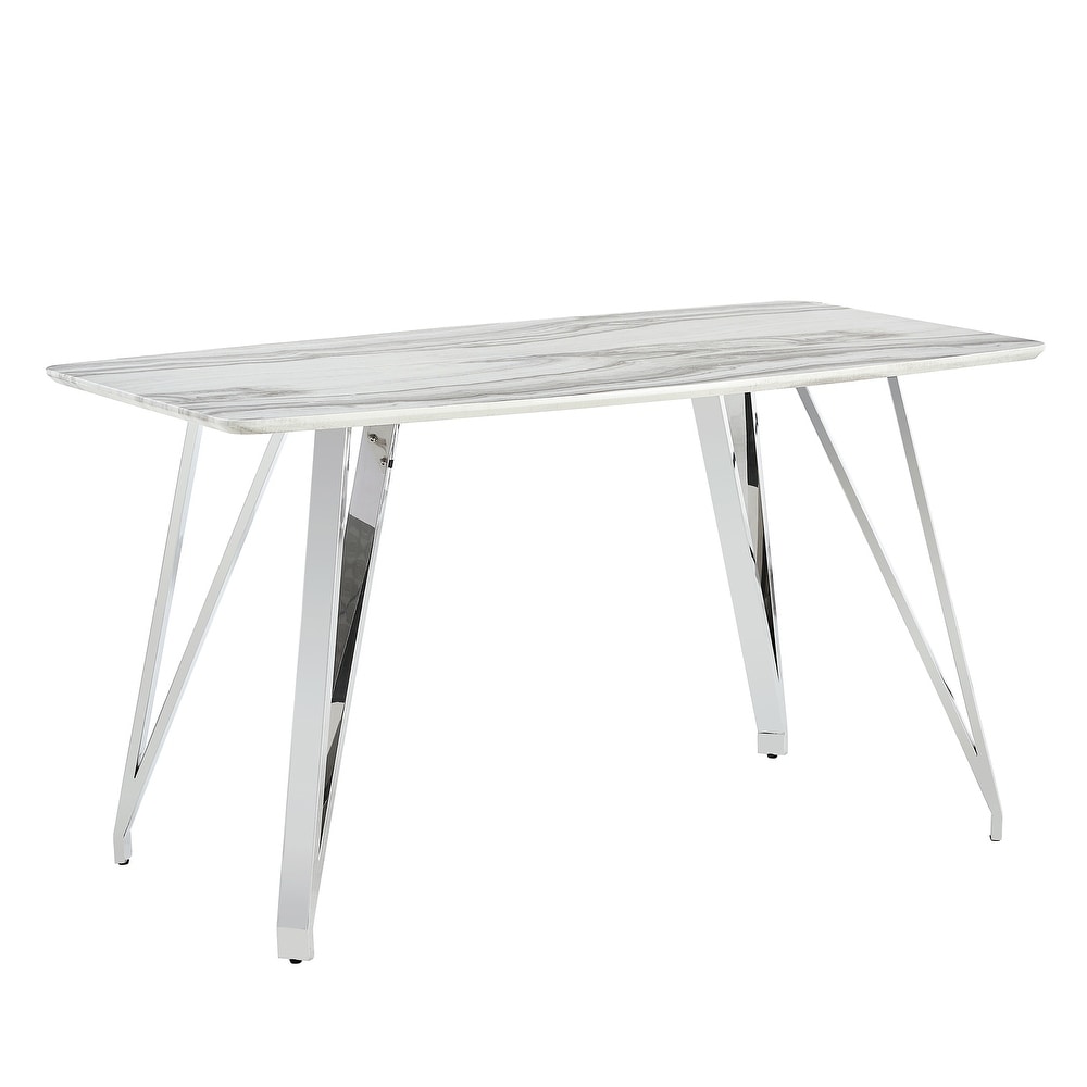 MDF Top Dining Table with stainless steel legs