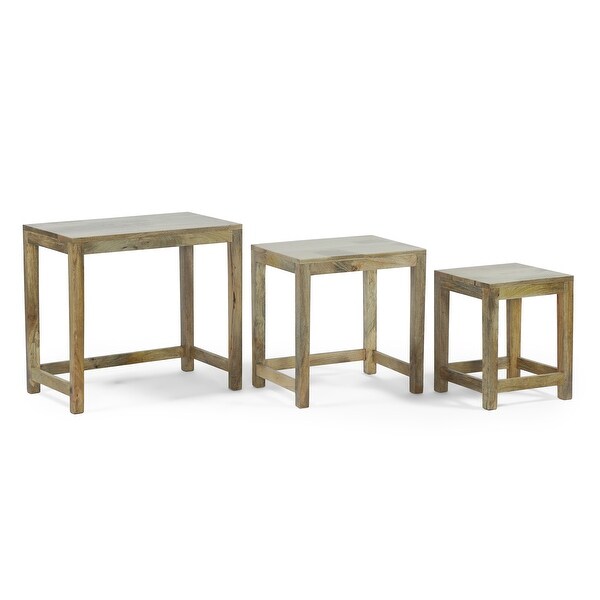 Trautman Rustic Handcrafted Mango Wood Nested Side Tables (Set of 3) by Christopher Knight Home