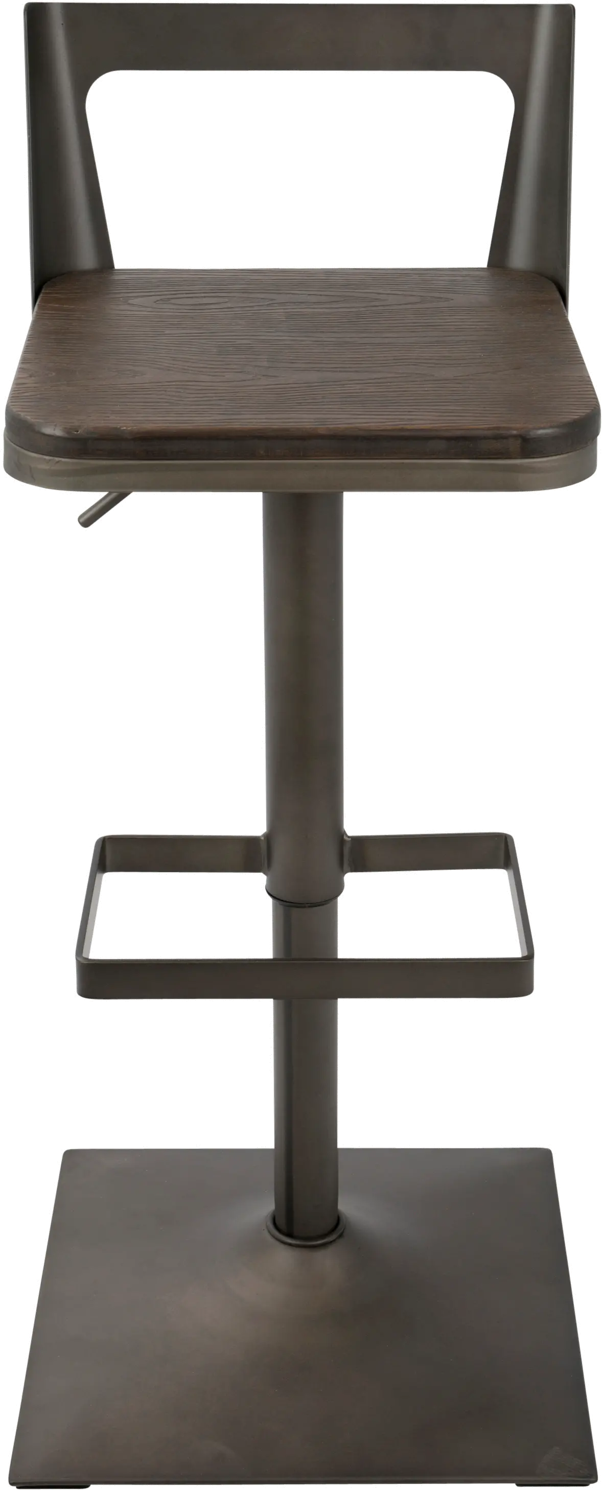 Samurai Antique Metal and Brown Adjustable Bar Stool