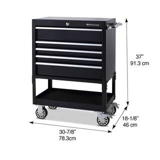 Montezuma 30 in. 5-Drawer 1-Shelf Steel Utility Tool Cart BK3005UC