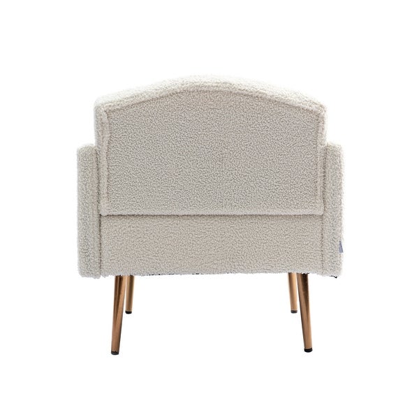 Teddy Fabric Accent Chair Leisure Single Sofa with Rose Golden Legs for Modern Living Room