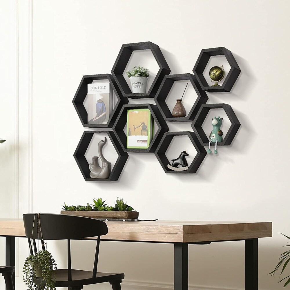 Wall Mounted Hexagon Floating Shelves